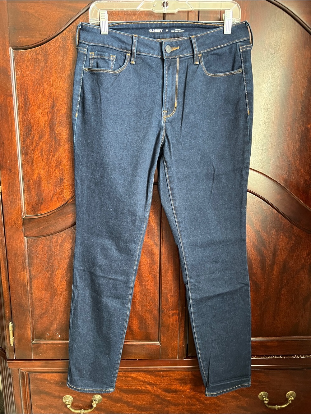 Women’s Old Navy Mid-Rise Pop Icon Skinny Jeans Size 8 Stretchy Dark Denim EUC